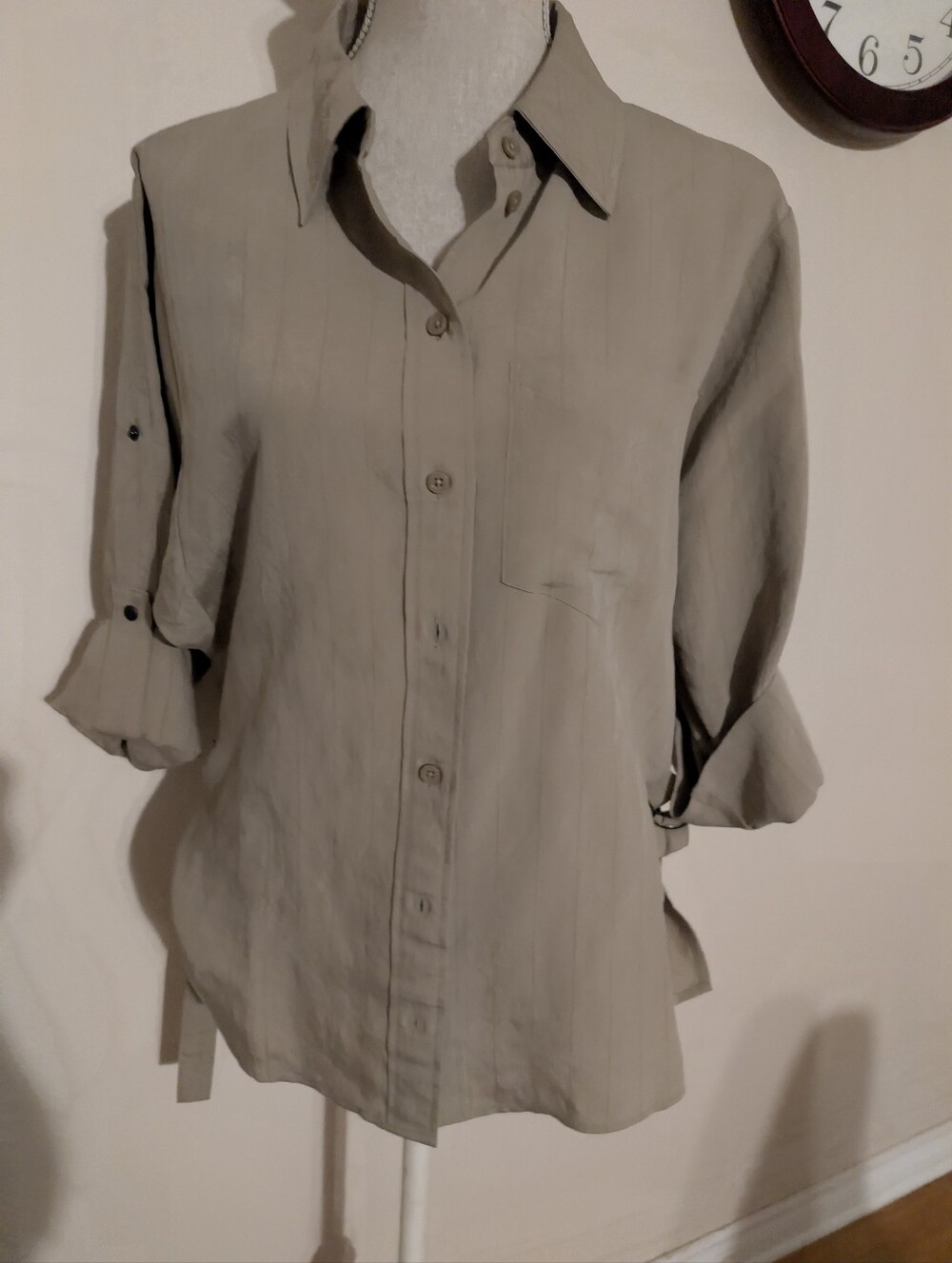 NwoT Reiss Women's Lightweight Taupe 3/4 Sleeve Jacket Blouse Shirt w/Belt Us8
